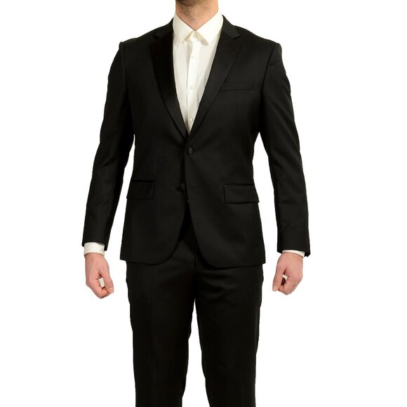 Hugo Boss Men's "Halven/Gentry" Black 100% Wool Tuxedo Suit US 40S IT 50S - Picture 1 of 12